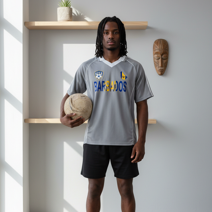 Barbados Flag Shadow Stripe Collared Soccer Jersey