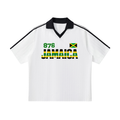 Jamaican Flag Themed Unisex Graphic Contrast Collar Striped Soccer Jersey