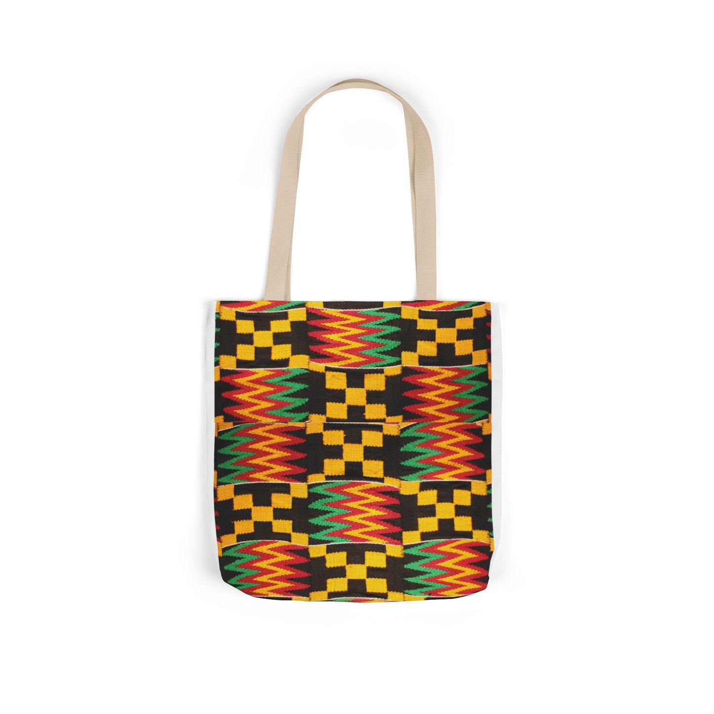 Kente Pattern Canvas Tote Bag — Vibrant African Print Market Tote