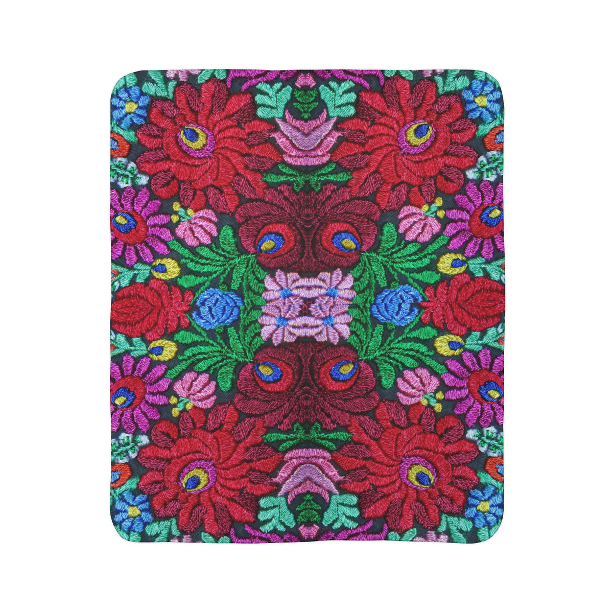 Vibrant Floral Mosaic Sherpa Blanket — Plush Fleece Throw Printify