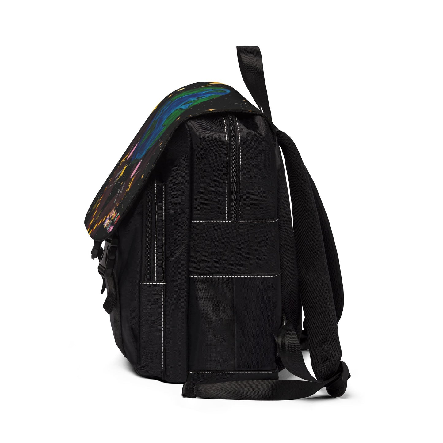 Colorful Earth-Themed Unisex Casual Shoulder Backpack - Perfect for Adventurers