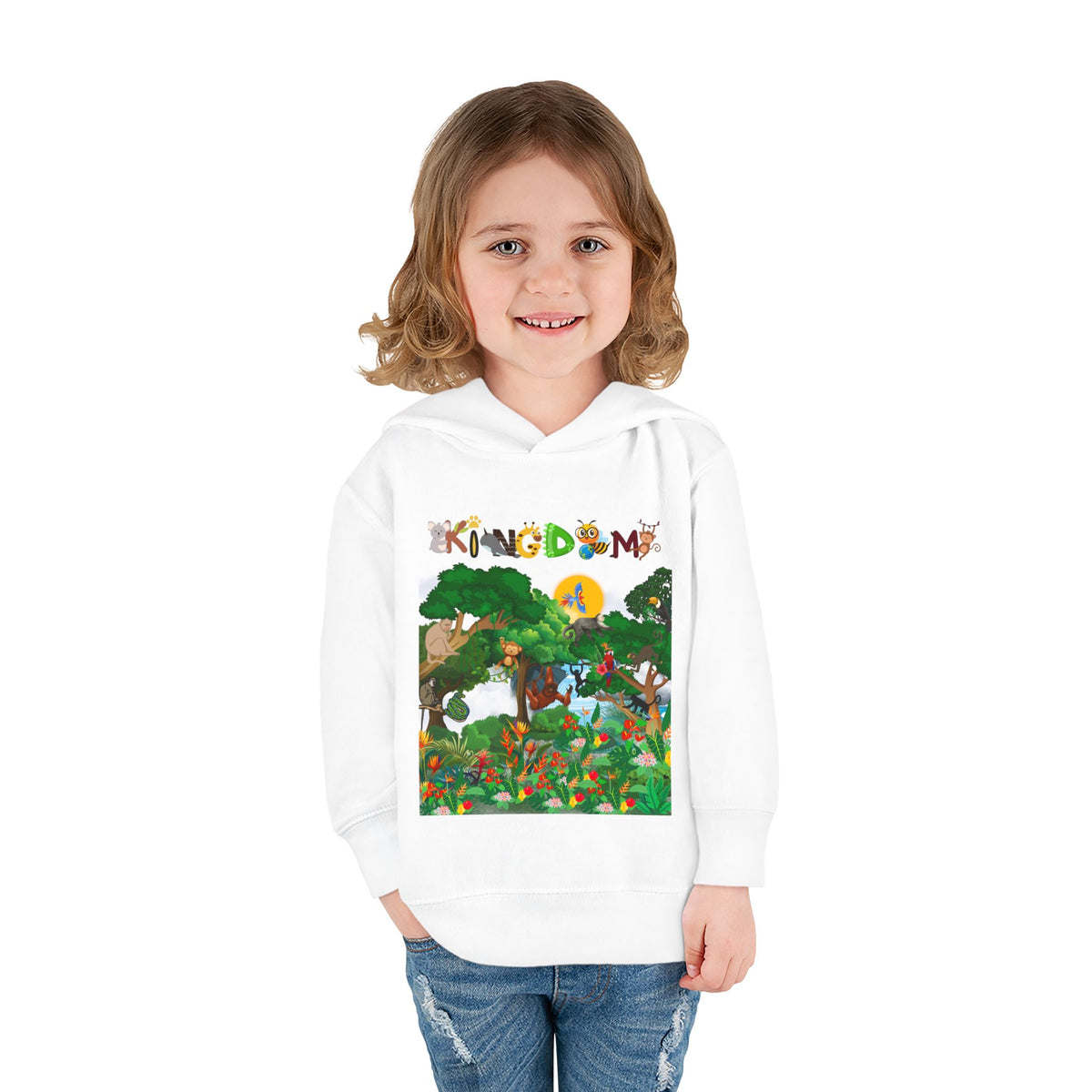 Jungle Animals Toddler Hoodie, Kids Fleece Sweatshirt, Monkey Graphic Baby Pullover Printify