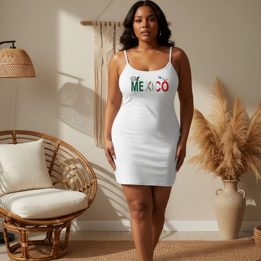 Mexico Flag Themed Women's Solid Tight Sleeveless Dress