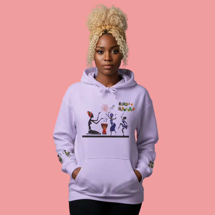 Ethnic Streetwear Unisex Heavy Blend, Hand-Drawn Tribal Music Art, Daily Wear Printify