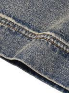 Unisex Vintage Wash Baggy Denim Shorts Featuring Tiger Graphic Art ODMPOD