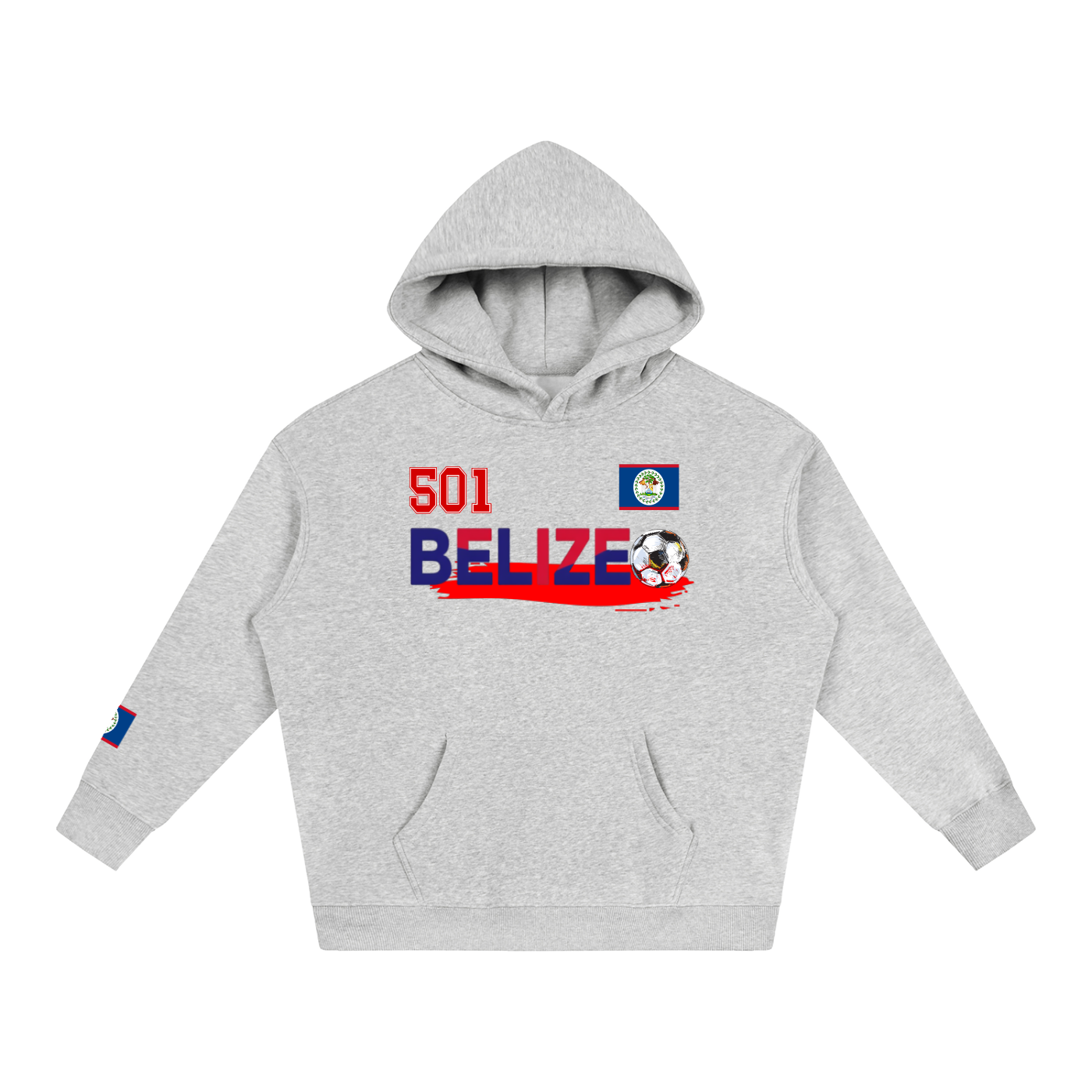 Belize Flag Themed Graphic Unisex Oversize Fleeced Hoodie