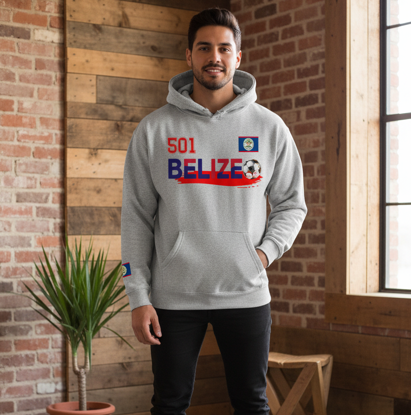 Belize Flag Themed Graphic Unisex Oversize Fleeced Hoodie