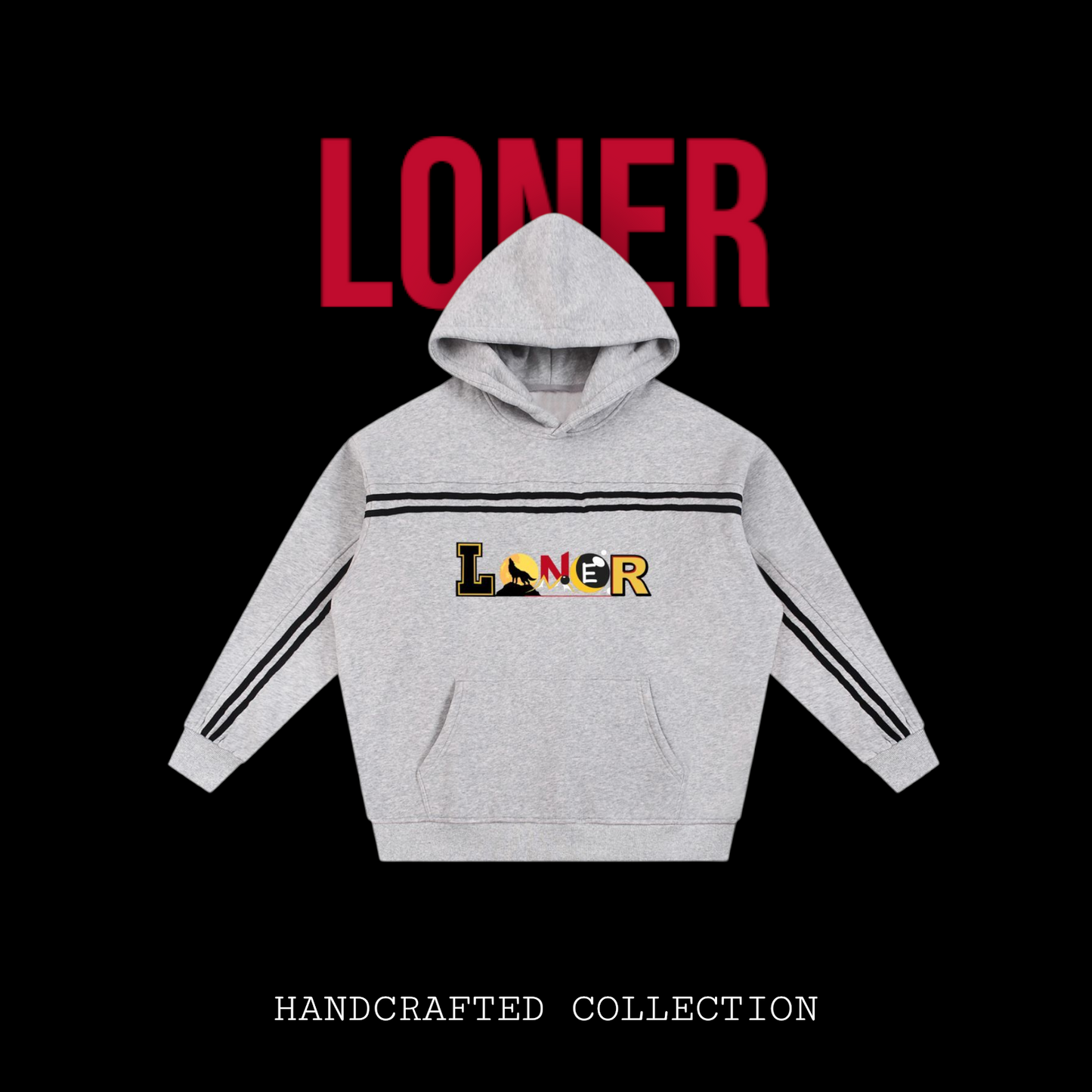 Medieval Knight and Dragon Graphic Hoodie, Sun Fade Contrast Tape Fleece Hoodie