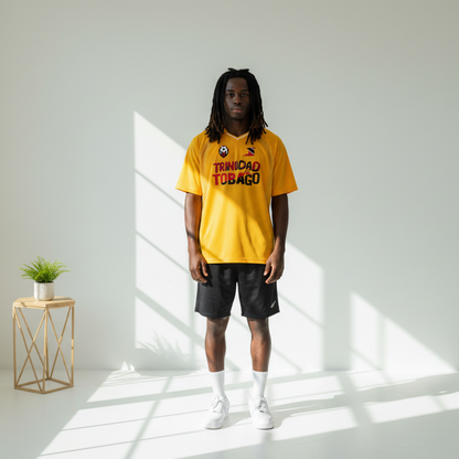 Unisex Trinidad Flag Themed Graphic Striped V-Neck Soccer Jersey