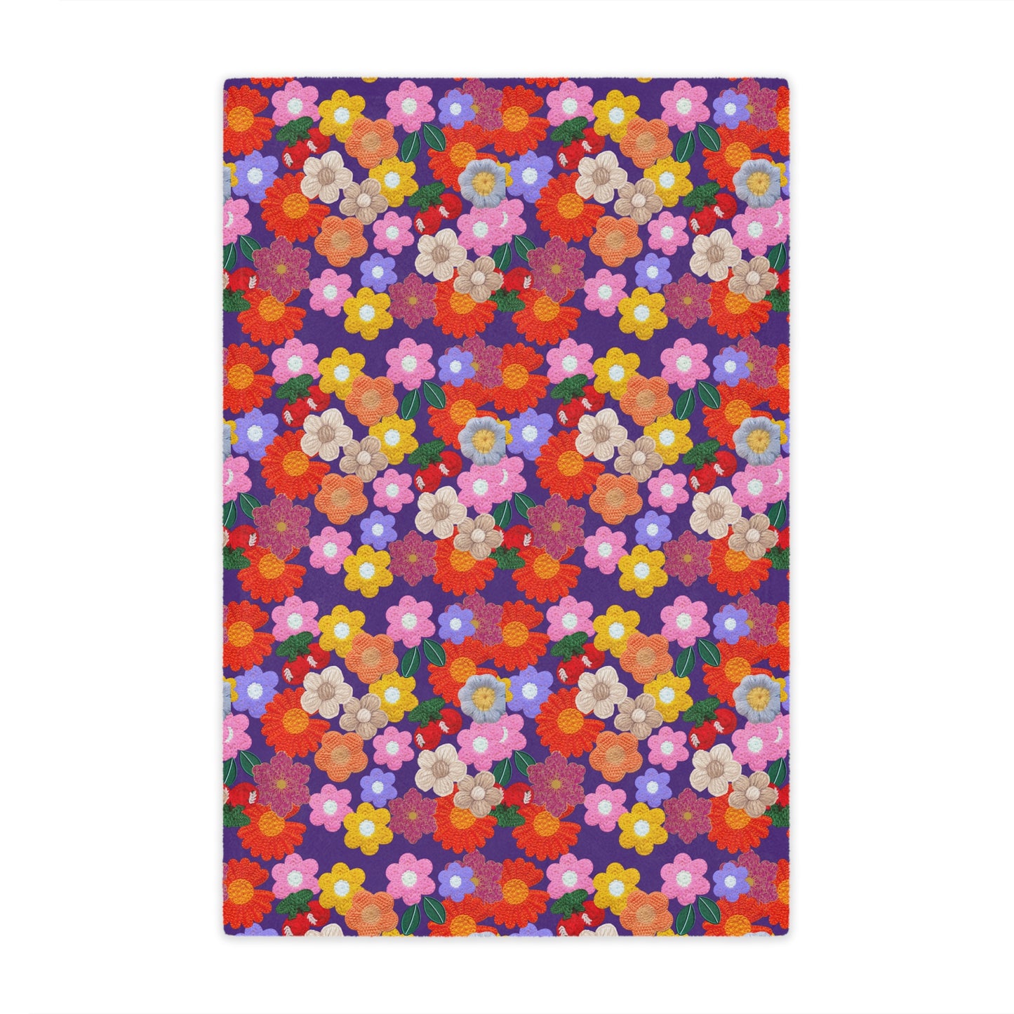 Floral Fiesta Minky Blanket — Bright Retro Flower Pattern, Cozy Throw for Living Room & Kids