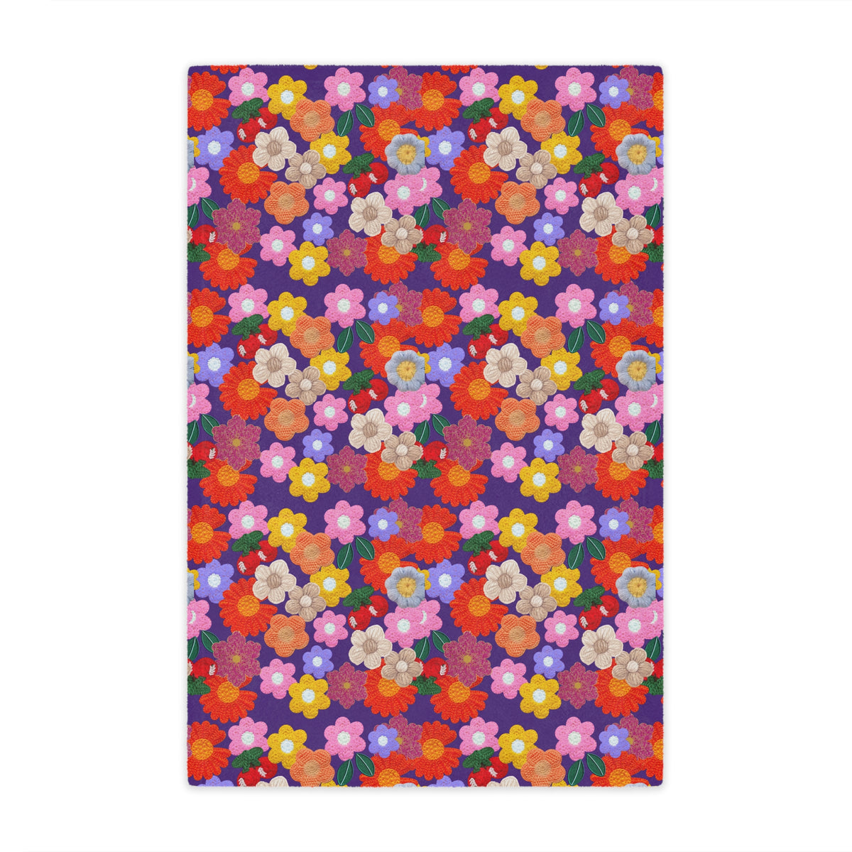 Floral Fiesta Minky Blanket — Bright Retro Flower Pattern, Cozy Throw for Living Room & Kids Printify