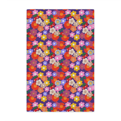 Floral Fiesta Minky Blanket — Bright Retro Flower Pattern, Cozy Throw for Living Room & Kids