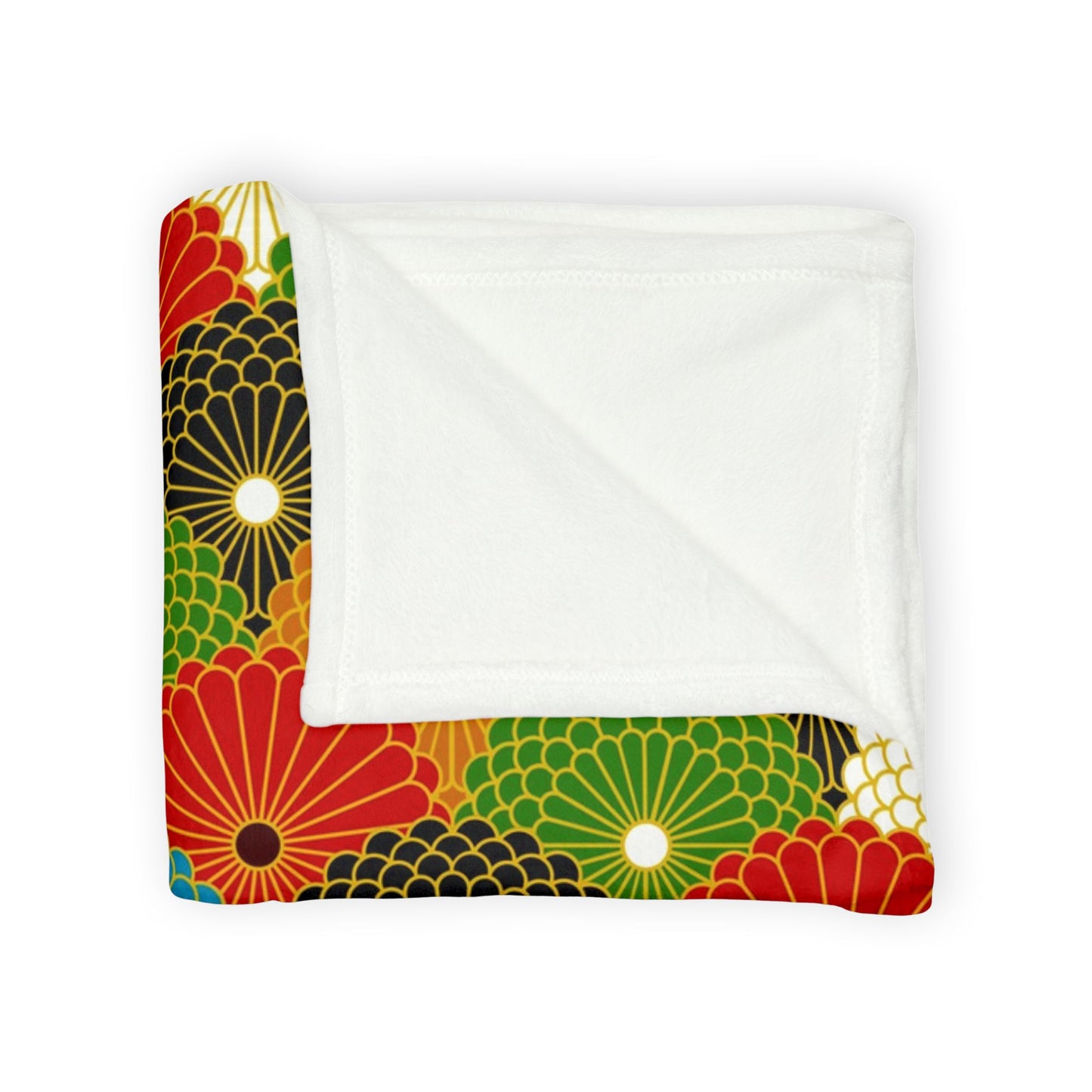 Retro Fan Pattern Polyester Blanket — Colorful Geometric Throw for Living Room & Gift