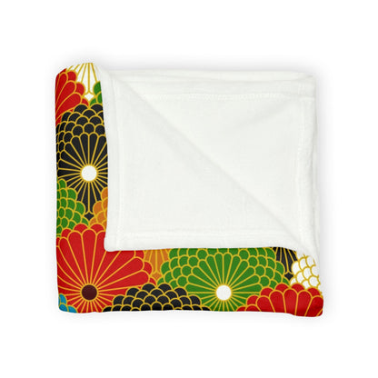 Retro Fan Pattern Polyester Blanket — Colorful Geometric Throw for Living Room & Gift