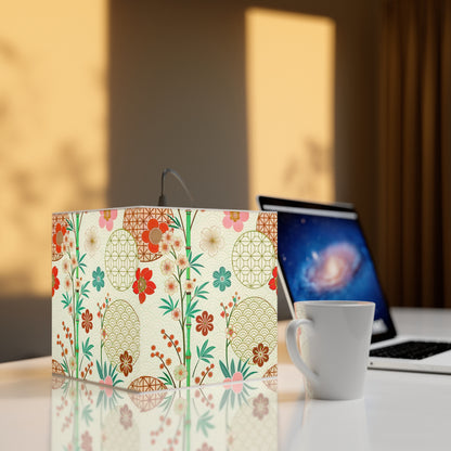 Japanese Floral Cube Lamp — Vintage Sakura Pattern Light Cube