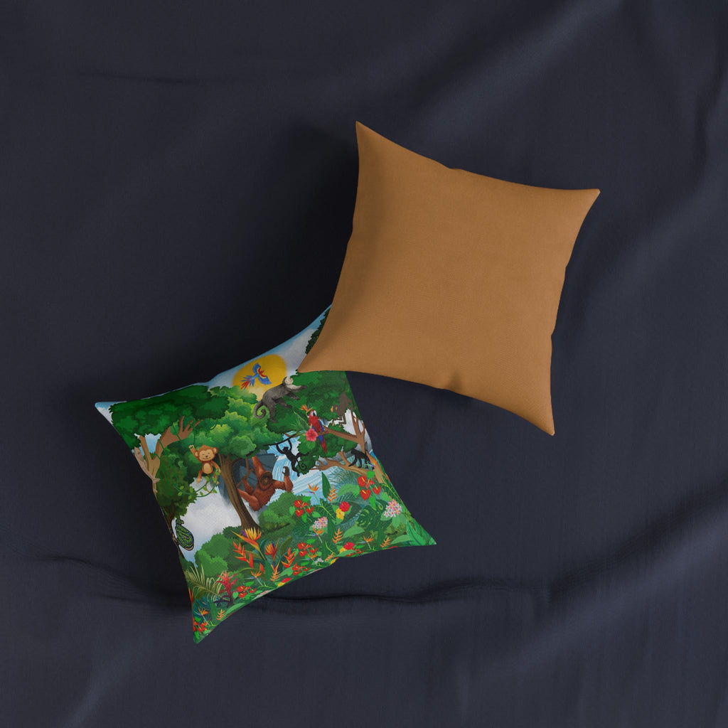Vibrant Jungle Animal Square Pillow - Perfect for Kids' Rooms & Playspaces Printify
