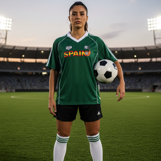 Spain Flag Themed Graphic Stripe Collared Soccer Jersey