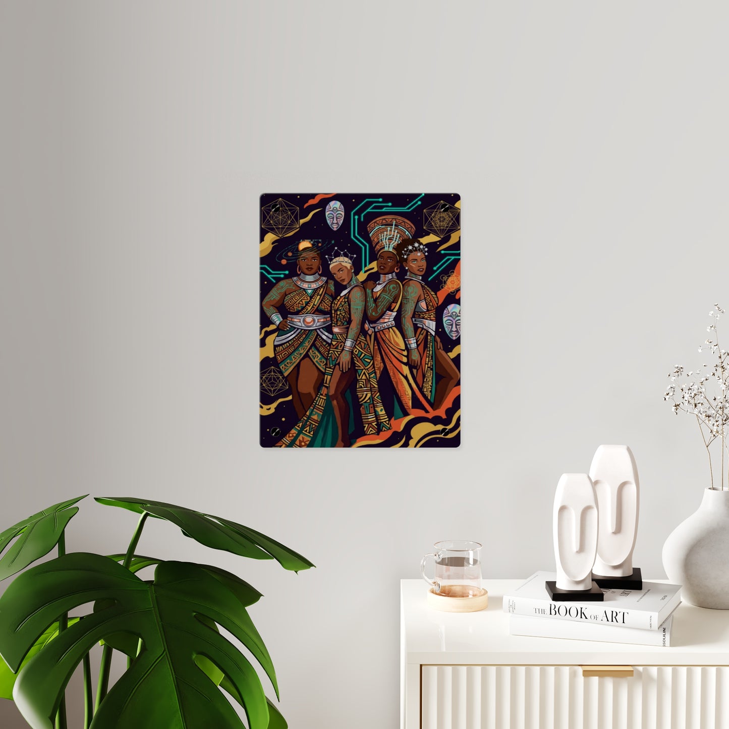 Afro-Futurism Queens Wall Art (Bold Black Women Illustration), Acrylic Wall Art