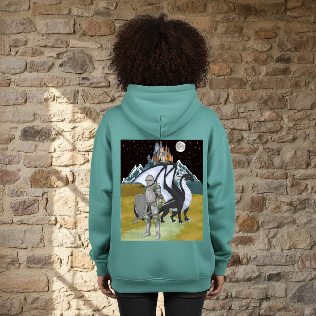 Unisex Medieval Themed Oversize Fleeced Hoodie, Knights and Dragon Fans ODMPOD