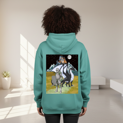 Unisex Medieval Themed Oversize Fleeced Hoodie, Knights and Dragon Fans