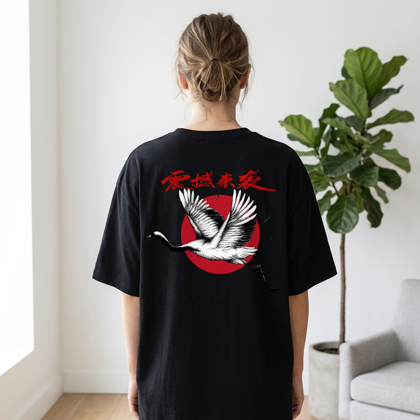 Red-Crowned Craned Graphic Unisex Seamless Unisex T-Shirt