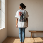 Heavyweight Unisex Drop Shoulder Cotton T-Shirt Featuring Gothic Tree Graphic Art