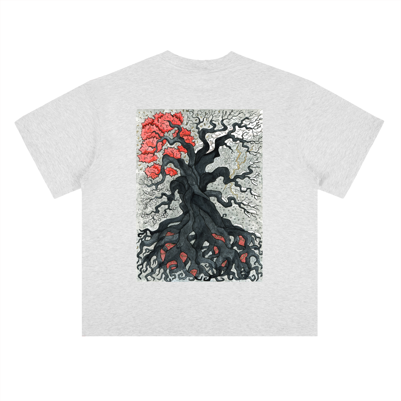 Gothic Tree Art Graphic Unisex Heavyweight Drop Shoulder Cotton T-Shirt
