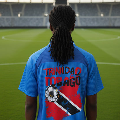 Unisex Trinidad Flag Themed Graphic Striped V-Neck Soccer Jersey