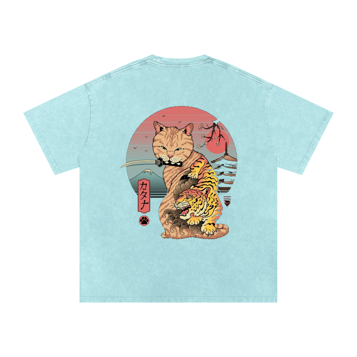 Graphic Japanese Tiger Art Snow Washed Oversized Cotton Unisex T-Shirt