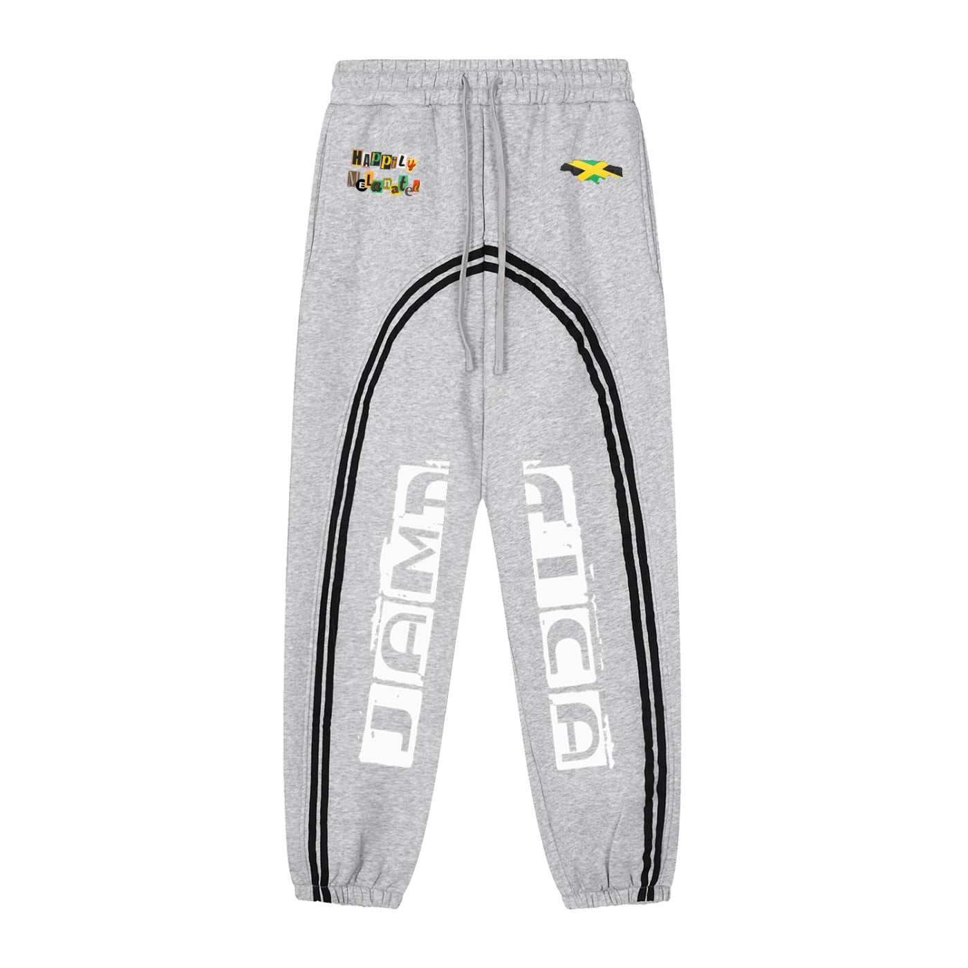 Jamaica Flag Themed Sun Fade Contrast Tape Fleece Jogged Sweatpants