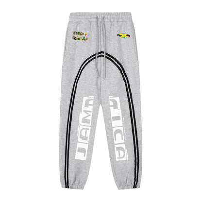 Jamaica Flag Themed Sun Fade Contrast Tape Fleece Jogged Sweatpants