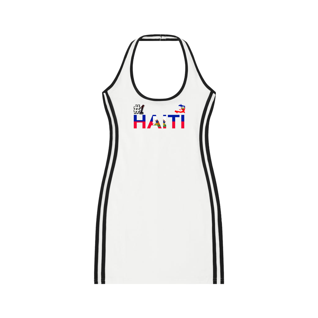 Haiti Flag Art Women's Binding Tight Halter Dress