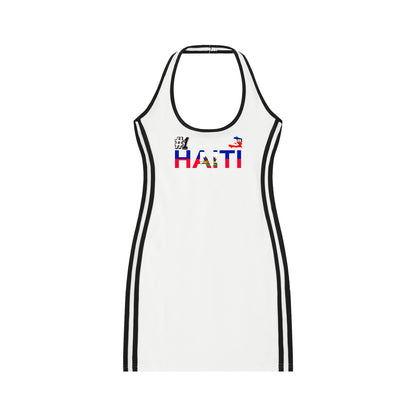 Haiti Flag Art Women's Binding Tight Halter Dress