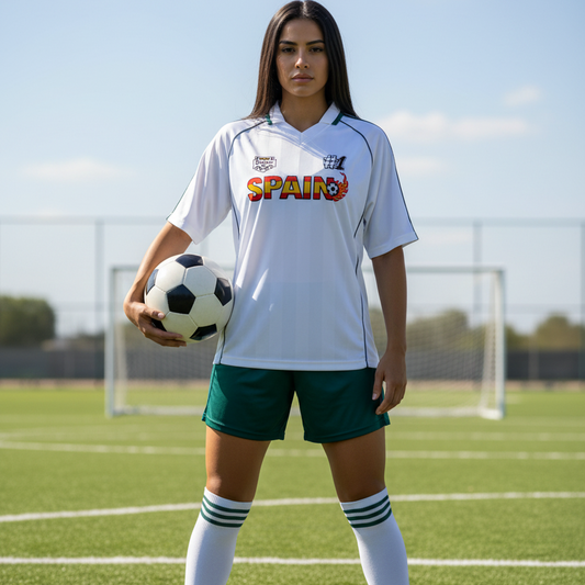 Spain Flag Themed Graphic Stripe Collared Soccer Jersey