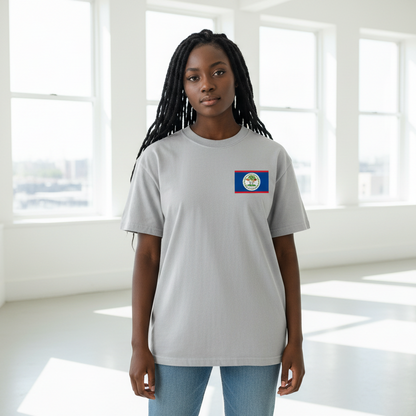 Belize Flag Themed Graphic Unisex  Vintage Wash Cotton T-Shirt