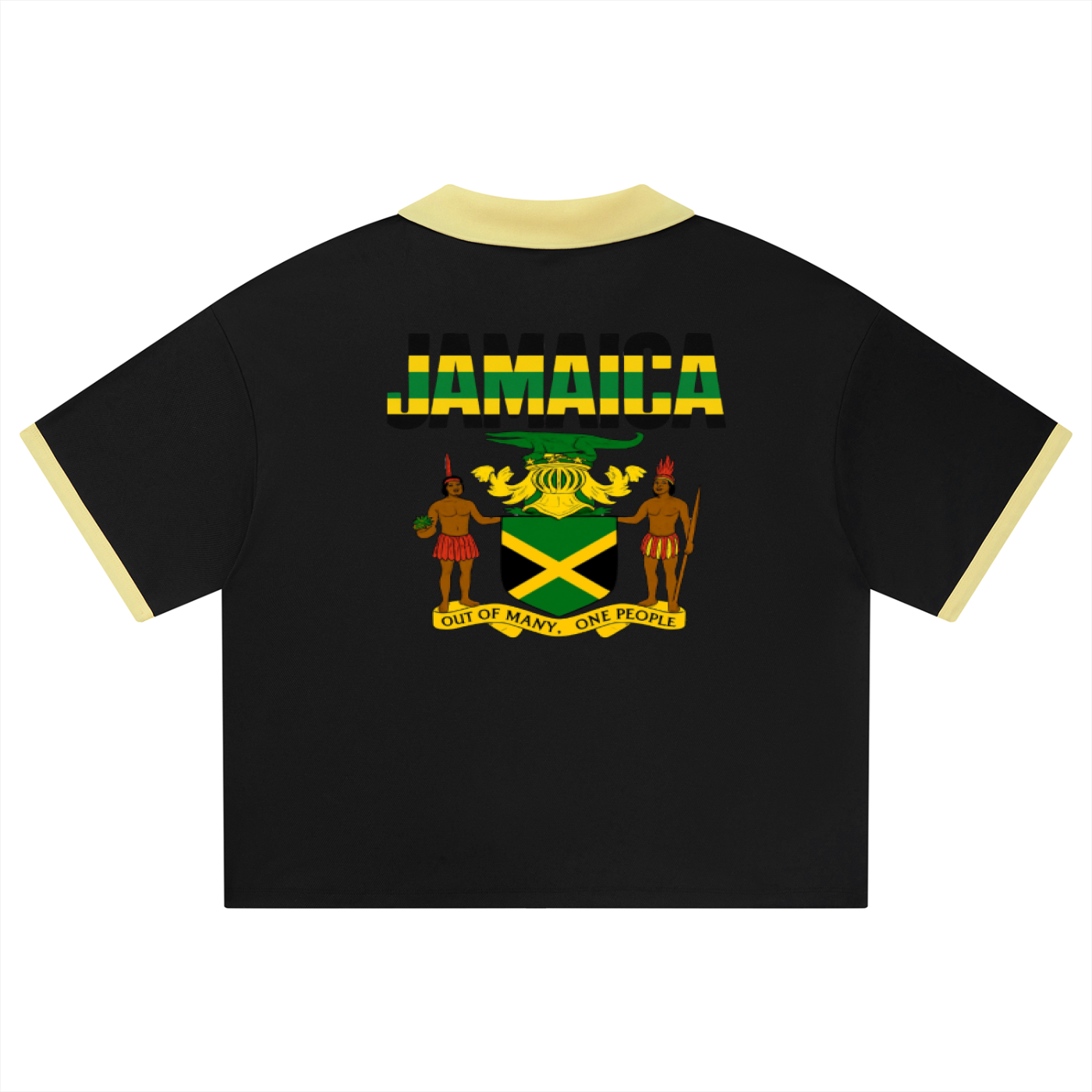 Jamaica Flag ThemedUnisex Collared Piping Boxy Soccer Jersey