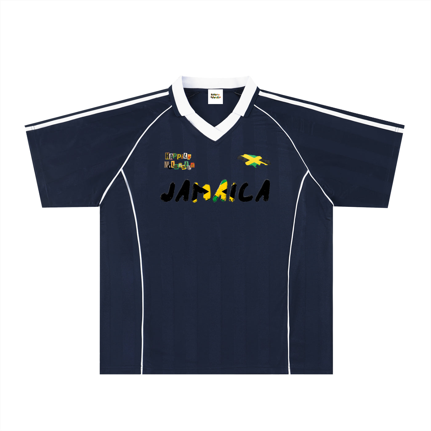 Jamaica Flag Themed Unisex Stripe Collared Soccer Jersey