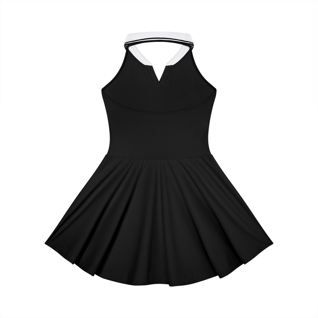 Dominican Republic Flag Themed Women's Collared Halter A-Line Tennis Dress