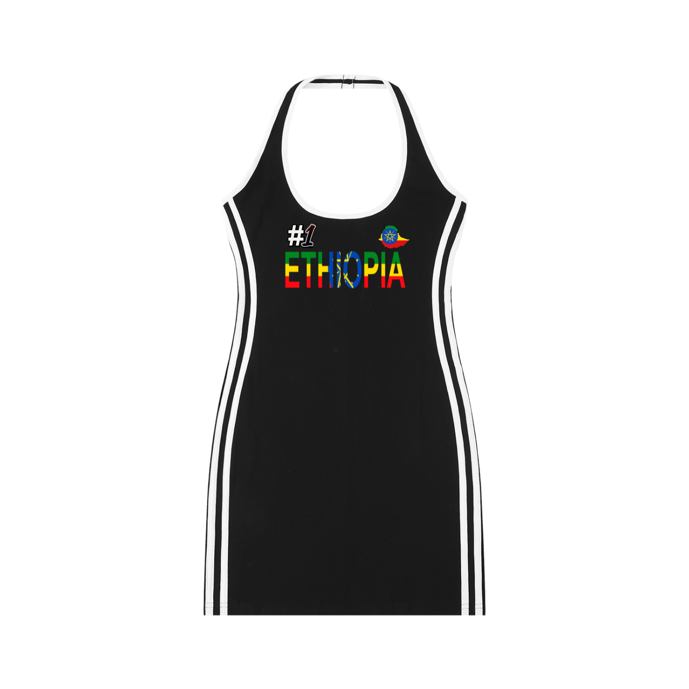 Ethiopia Flag Art Women's Binding Tight Halter Dress