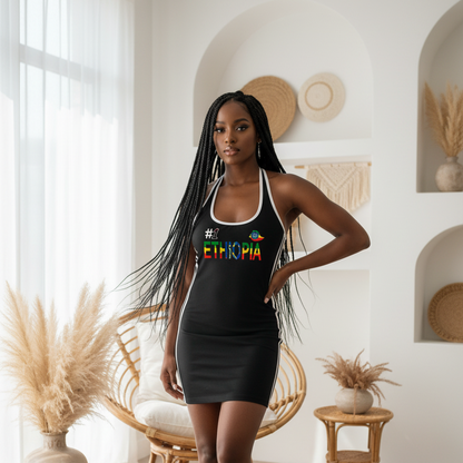 Ethiopia Flag Art Women's Binding Tight Halter Dress