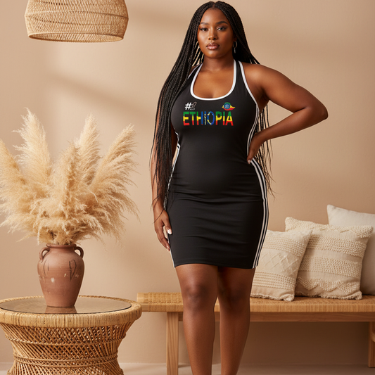 Ethiopia Flag Art Women's Binding Tight Halter Dress
