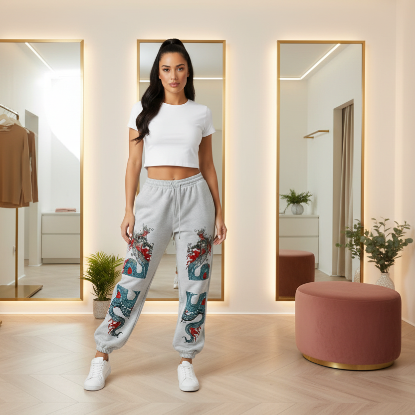 joggers,pants,dragon print
