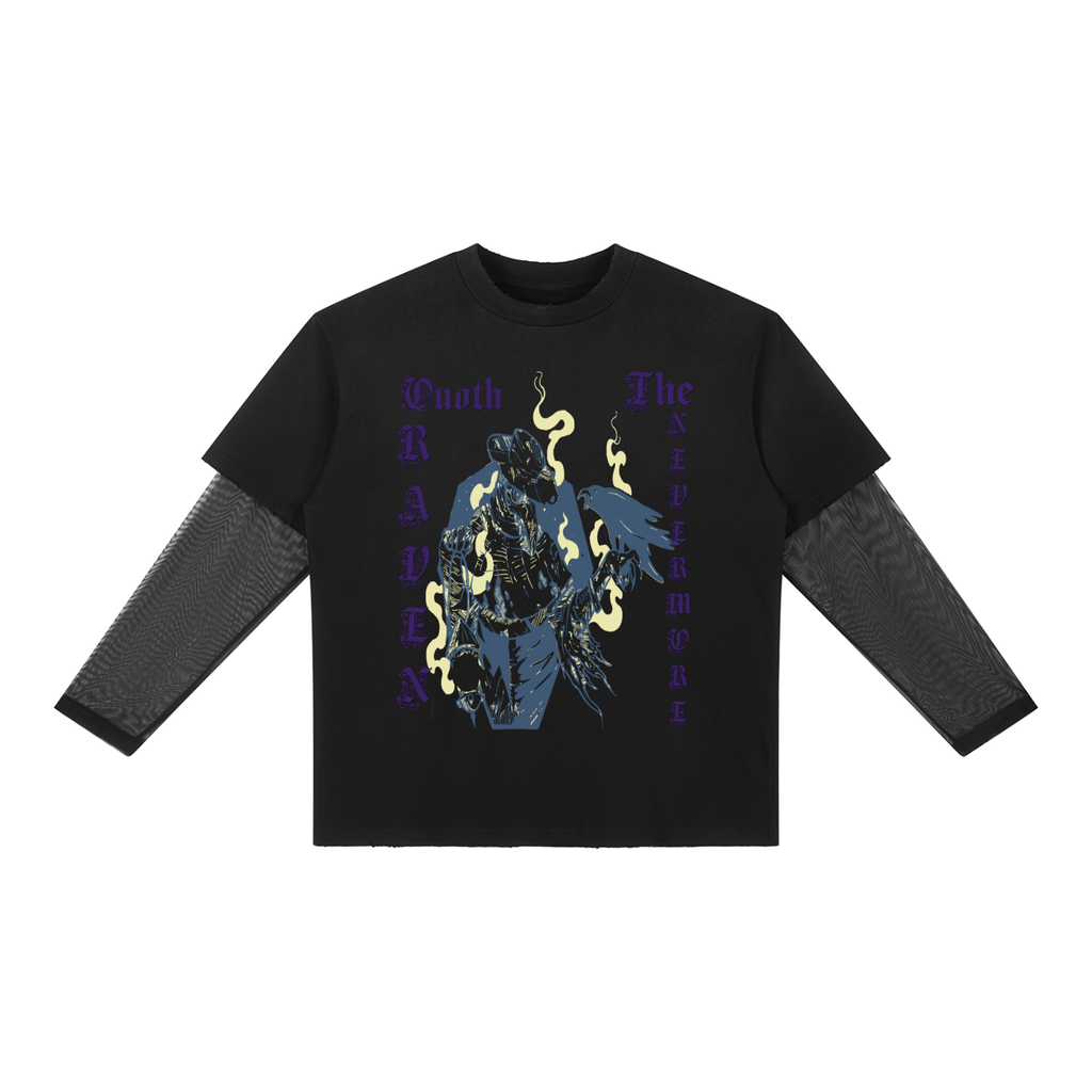 Gothic Raven Art Graphic Unisex Sunfade Layer T-Shirt