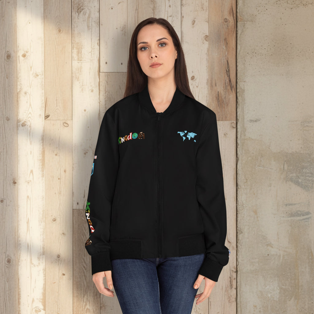 Explorer Themed Graphic Women's Bomber Jacket - Travel Enthusiast Vacation Mode Printify
