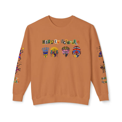 Handcrafted Afro Music Cartoon Graphic Unisex Lightweight Crewneck Sweatshirt