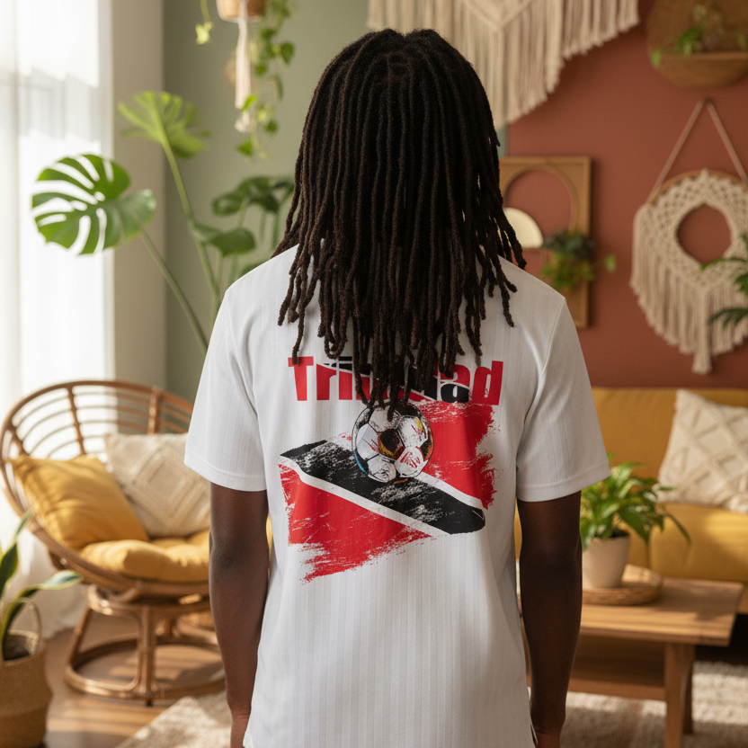 Trinidad Flag Themed Contrast Collar Striped Soccer Unisex Jersey