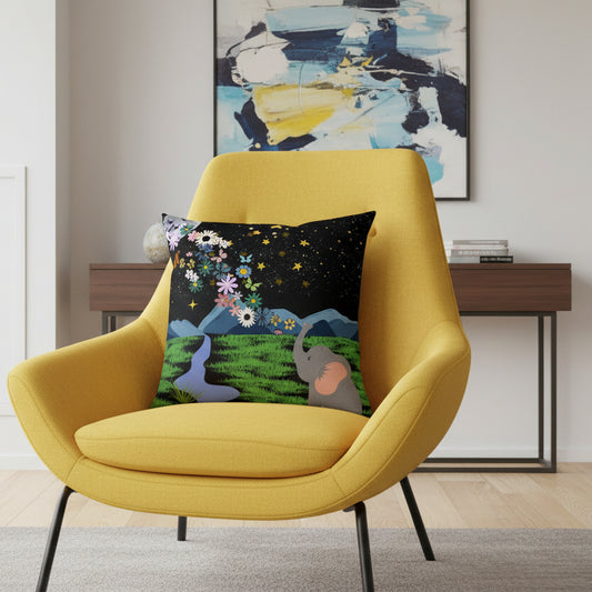 Elephant Dreamscape Cushion - A Cozy Decor for Nature Lovers