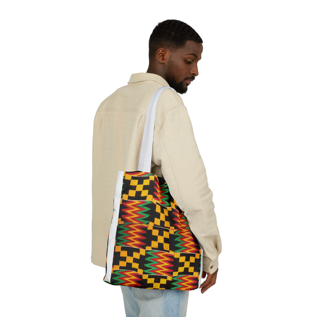 Kente Pattern Canvas Tote Bag — Vibrant African Print Market Tote Printify