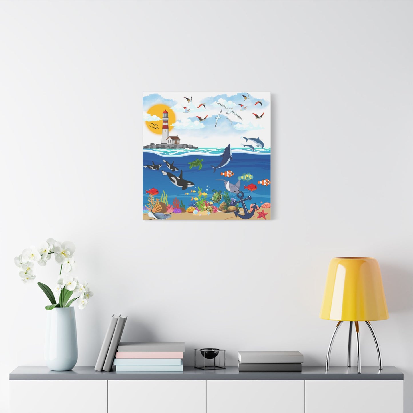Vibrant Ocean Scene Canvas Wall Art, Nautical Decor for Beach Lovers, Coastal Living, Gift for Housewarming, Relaxing Atmosphere