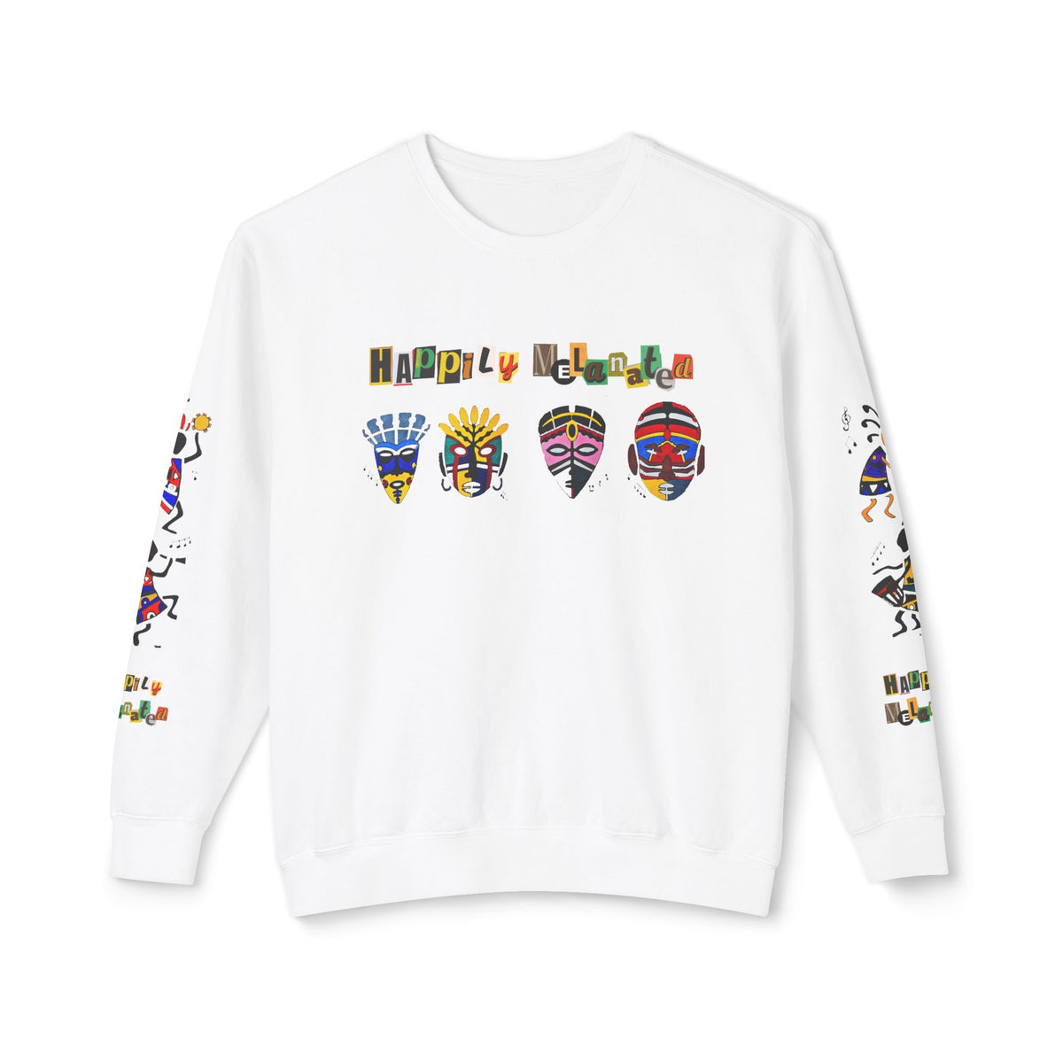 Handcrafted Afro Music Cartoon Graphic Unisex Lightweight Crewneck Sweatshirt Printify